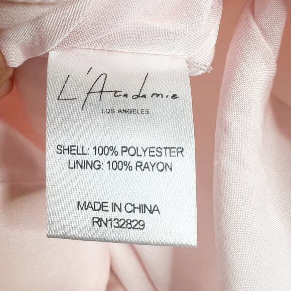 L'ACADEMIE Cold-Shoulder Ruffle Satin Blouse Button Front Pink Womens Size S NWT - Picture 7 of 8
